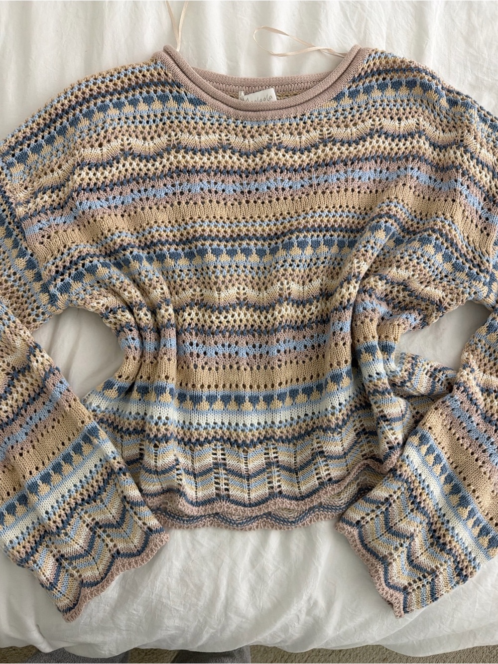 City beach Australia Light Blue and Beige Knit Sweater